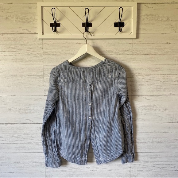Cloth & Stone Striped Long Sleeve Blouse Sz XS - Picture 7 of 10